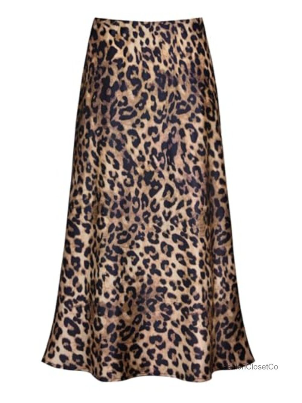 Satin Midi Skirt Women High Waist A-Line Flowy Hem Casual Party